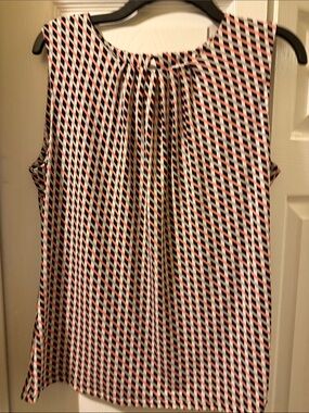 Calvin Klein Black White Beige and Pink Geometric Sleeveless Blouse